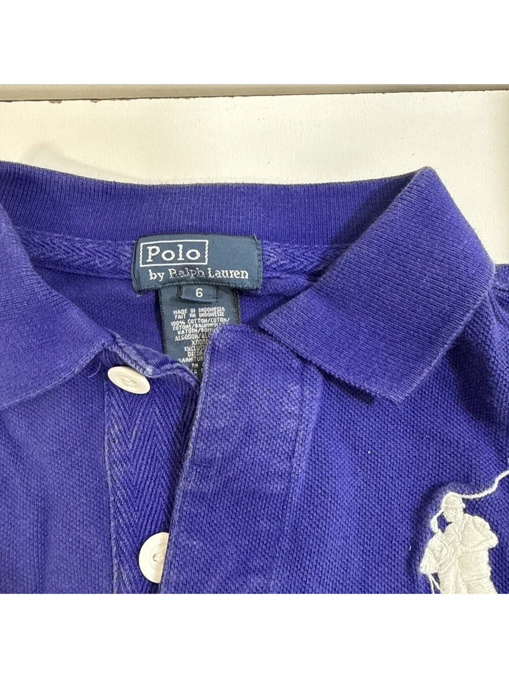 Polo Ralph Lauren Boys 6 Blue Solid Cotton Pique Polo Pony Logo Golf Polo